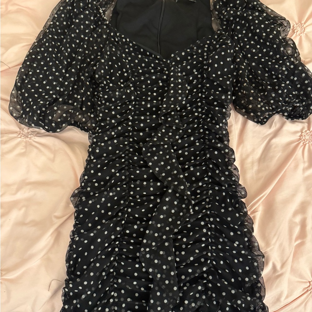 Zara Black and White Polka Dot Mini Dress